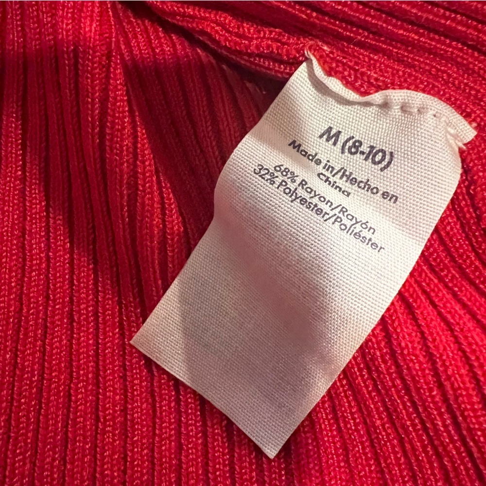 Red Ridded Sweater with Rhinestone Embellishments New size medium - Picture 11 of 14